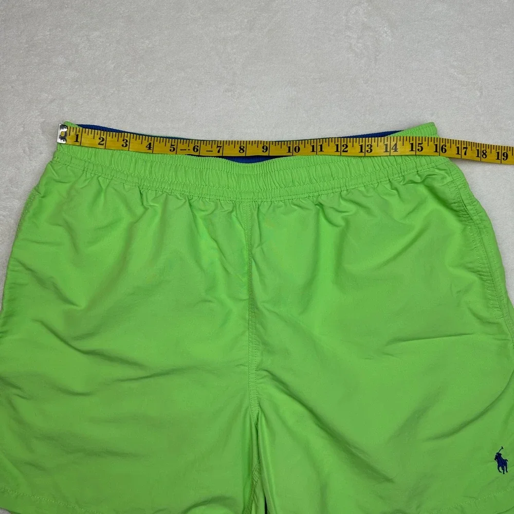 Polo Ralph Lauren Men Swim Trunks Shorts Lime Green Pony Logo Elastic Waist‎ XL